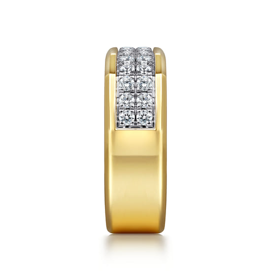14K Yellow Gold Diamond Mens Ring in High Polish Finish angle 4
