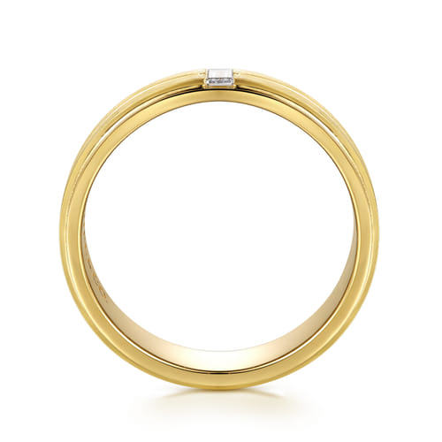 14K Yellow Gold Diamond Men's Ring in High Polish Finish