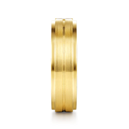 14K Yellow Gold Diamond Men's Ring in High Polish Finish