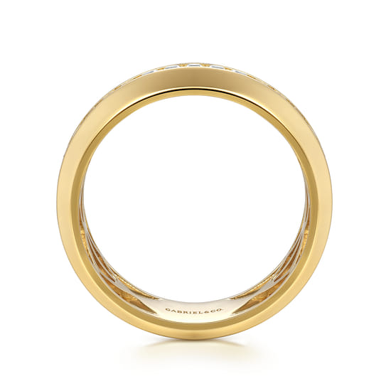 14K Yellow Gold Diamond Men's Wedding Ring in High Polish Finish angle 2