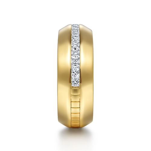 14K Yellow Gold Diamond Men's Wedding Ring in High Polish Finish