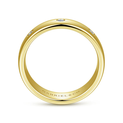 14K Yellow Gold Diamond Men's Wedding Ring in High Polished Finish
