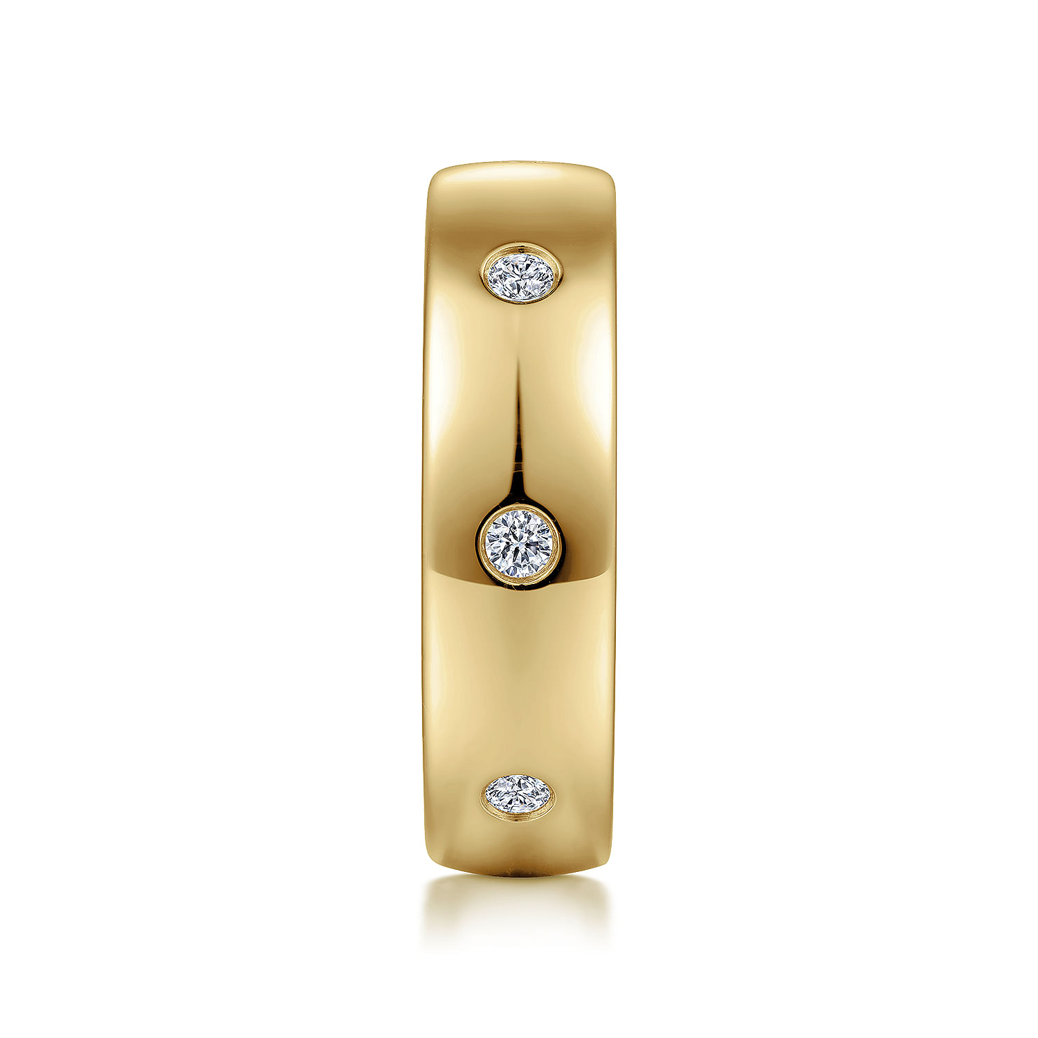 14K Yellow Gold Diamond Men's Wedding Ring in High Polished Finish