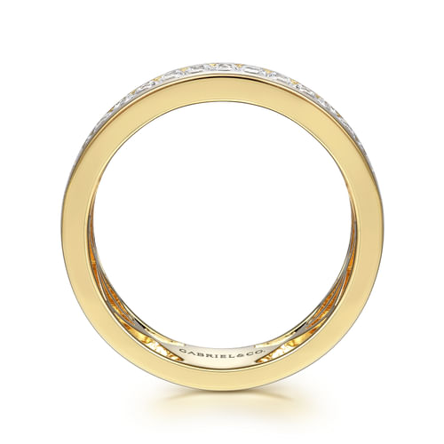 14K Yellow Gold Diamond Men's Wedding Ring in High Polished Finish