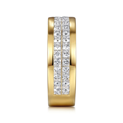 14K Yellow Gold Diamond Men's Wedding Ring in High Polished Finish