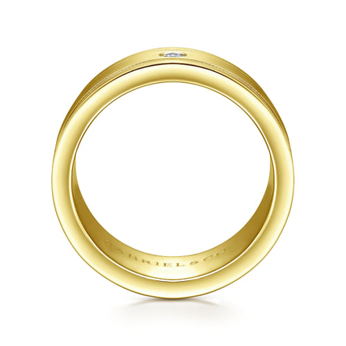 14K Yellow Gold Diamond Men's Wedding Ring in Satin Finish