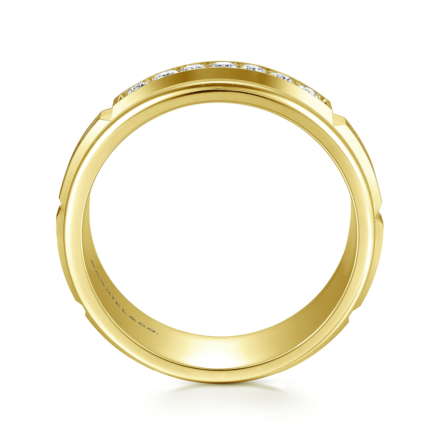 14K Yellow Gold Diamond Men's Wedding Ring in Satin Finish