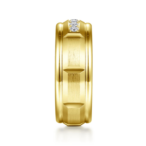 14K Yellow Gold Diamond Men's Wedding Ring in Satin Finish