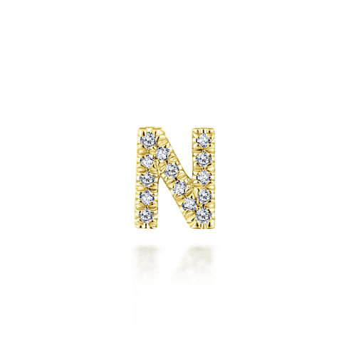 14K Yellow Gold Diamond N Initial Locket Charm