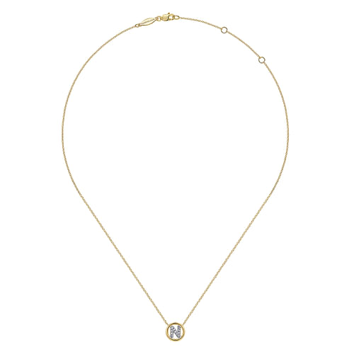 14K Yellow Gold Diamond N Initial Pendant Necklace