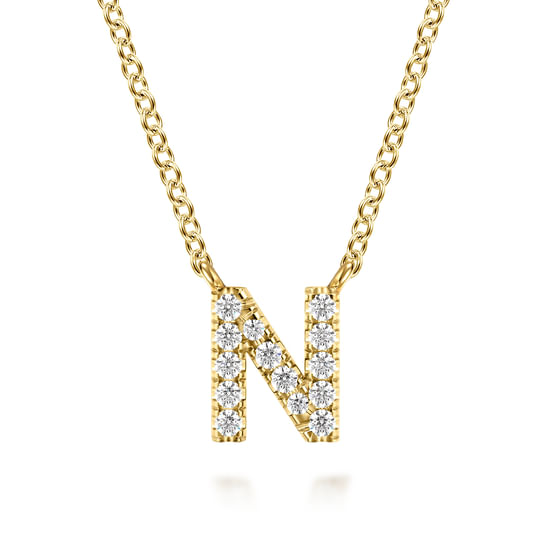 Gabriel - 14K Yellow Gold Diamond N Initial Pendant Necklace
