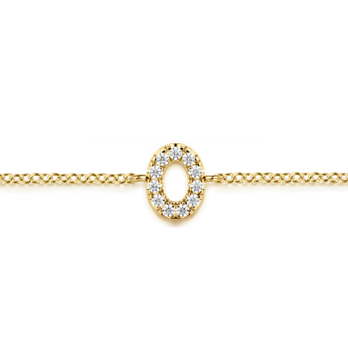 14K Yellow Gold Diamond O Initial Chain Bracelet