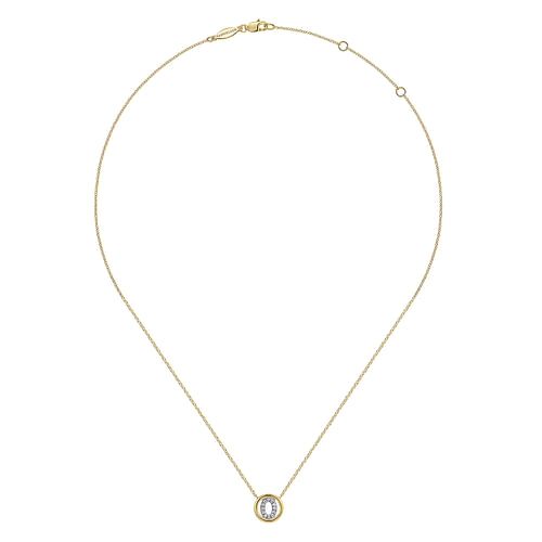 14K Yellow Gold Diamond O Initial Pendant Necklace