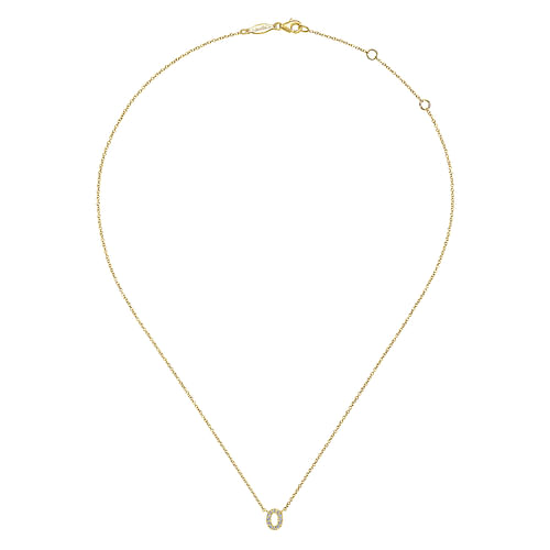 14K Yellow Gold Diamond O Initial Pendant Necklace