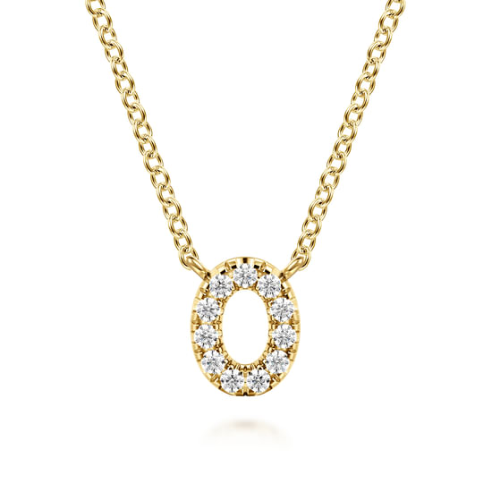 Gabriel - 14K Yellow Gold Diamond O Initial Pendant Necklace