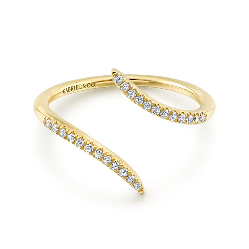 14K Yellow Gold Diamond Open Bypass Ring