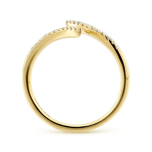 14K Yellow Gold Diamond Open Bypass Ring