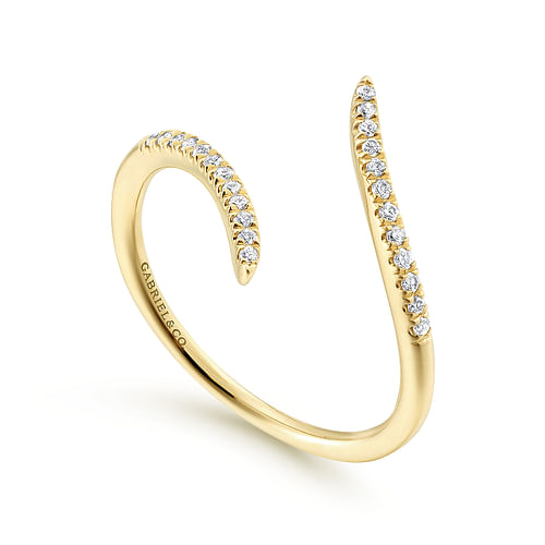 14K Yellow Gold Diamond Open Bypass Ring