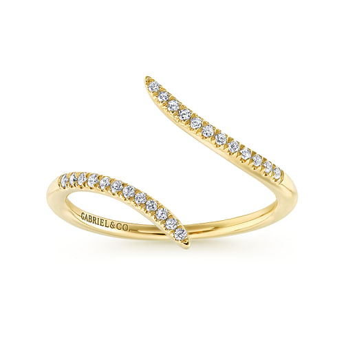 14K Yellow Gold Diamond Open Bypass Ring