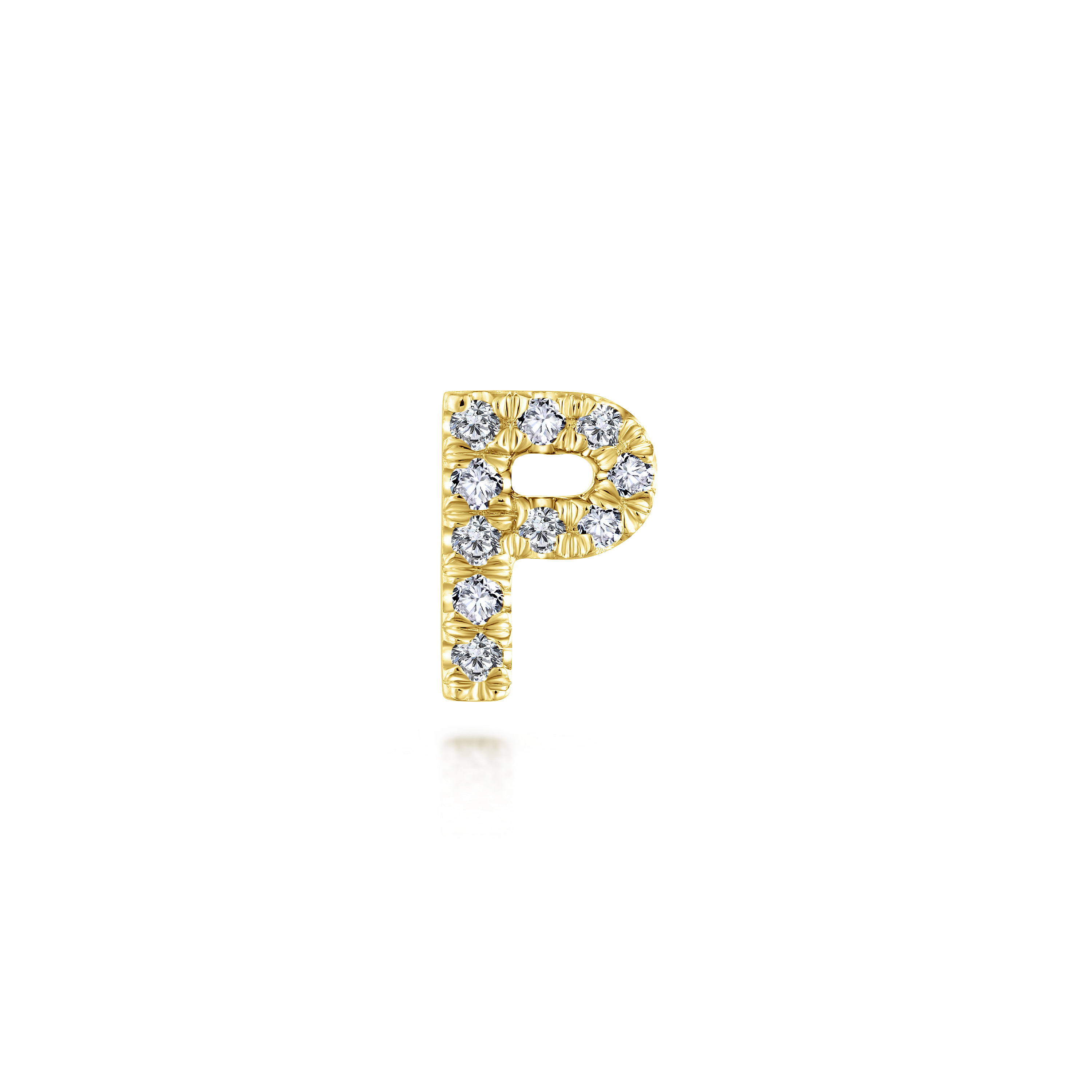 14K Yellow Gold Diamond P Initial Locket Charm