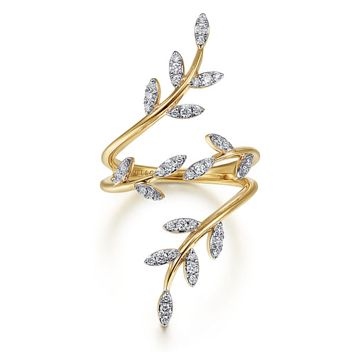 14K Yellow Gold Diamond Pavé Branch Wrap Ring