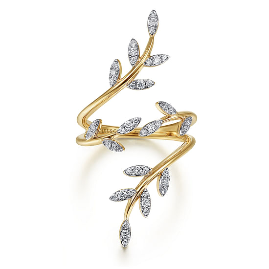 Gabriel - 14K Yellow Gold Diamond Pavé Branch Wrap Ring