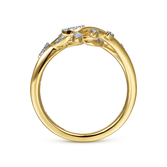 14K Yellow Gold Diamond Pavé Branch Wrap Ring angle 2