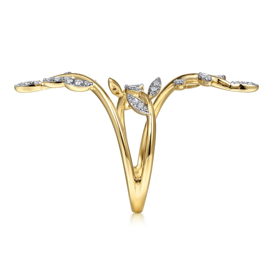 14K Yellow Gold Diamond Pavé Branch Wrap Ring angle 4