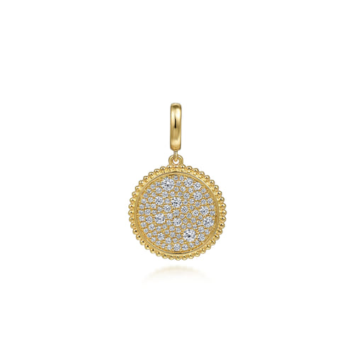 14K Yellow Gold Diamond Pavé Bujukan Medallion Pendant in size 18mm With Detachable Bail 14K Yellow Gold Diamond Pavé Bujukan Medallion Pendant in size 18mm With Detachable Bail
