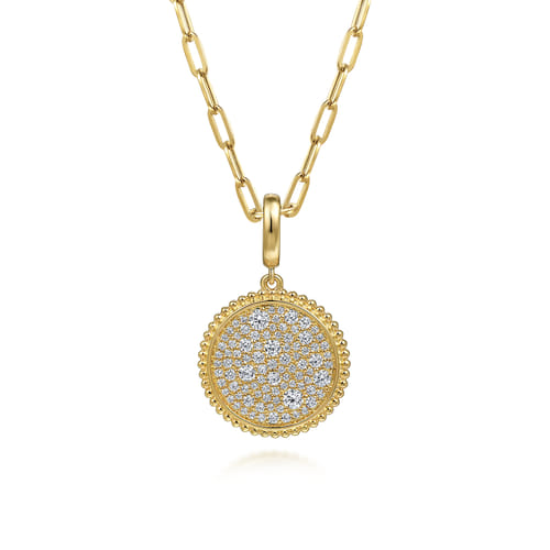 14K Yellow Gold Diamond Pavé Bujukan Medallion Pendant in size 18mm With Detachable Bail 14K Yellow Gold Diamond Pavé Bujukan Medallion Pendant in size 18mm With Detachable Bail