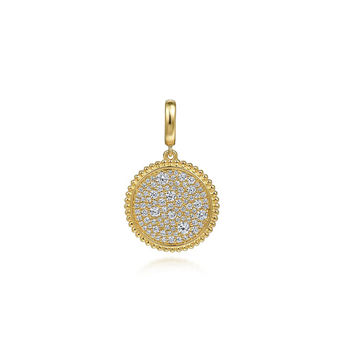 14K Yellow Gold Diamond Pavé Bujukan Medallion Pendant in size 18mm