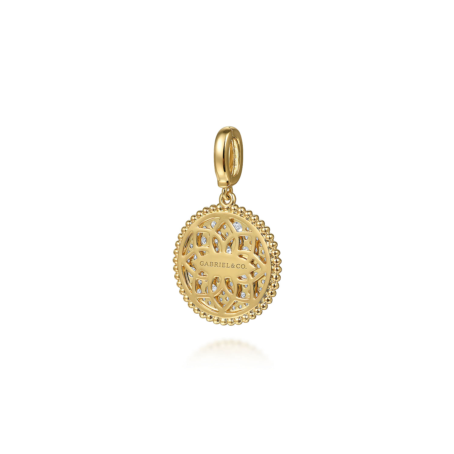 14K Yellow Gold Diamond Pavé Bujukan Medallion Pendant in size 18mm
