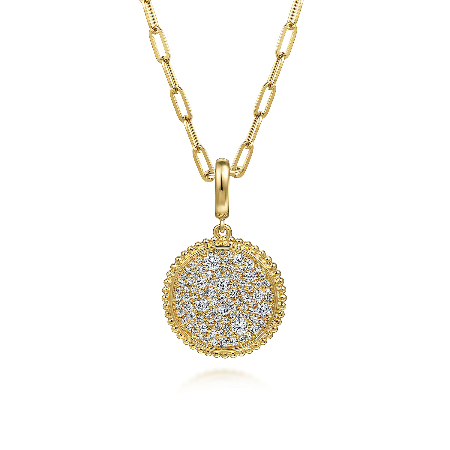 14K Yellow Gold Diamond Pavé Bujukan Medallion Pendant in size 18mm