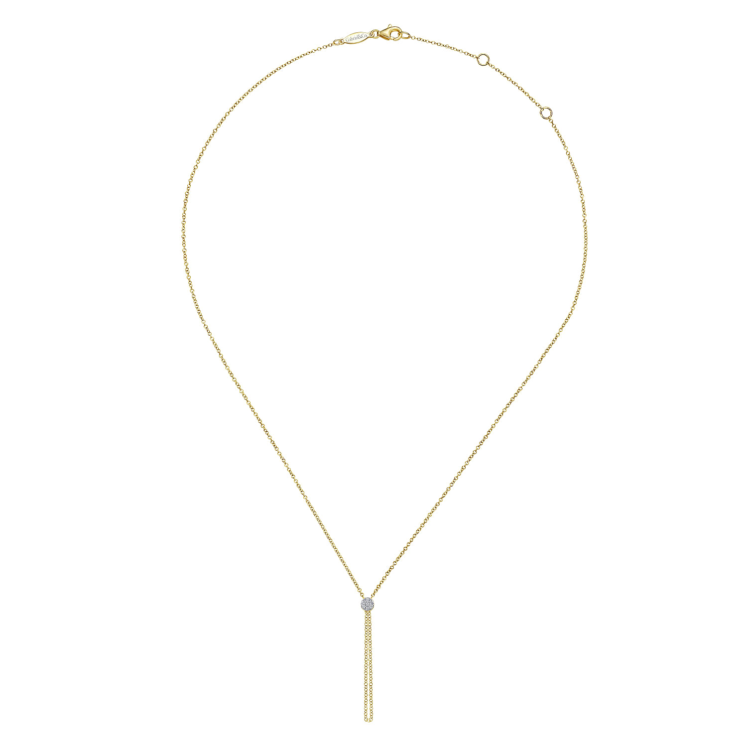 14K Yellow Gold Diamond Pavé Circle Pendant Necklace with Chain Drop