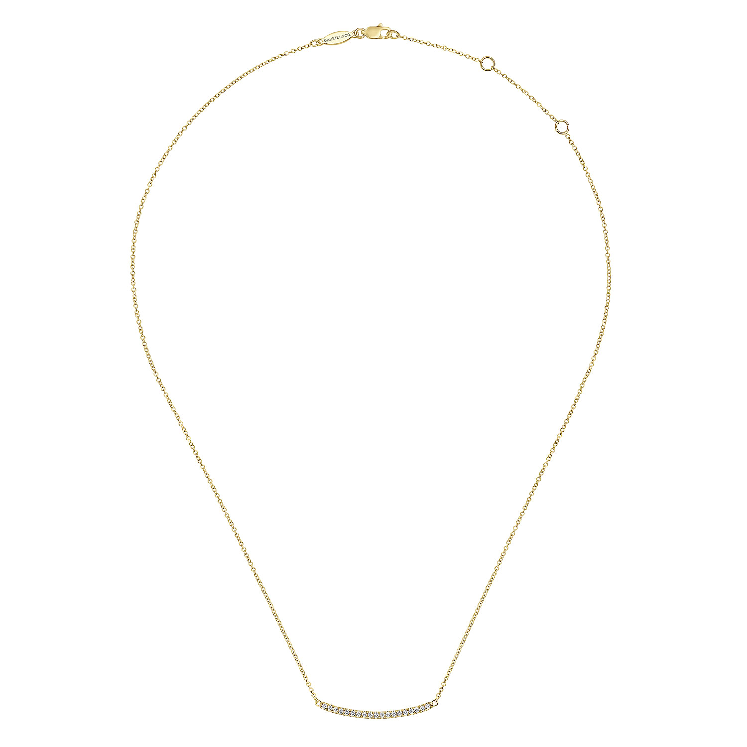 14K Yellow Gold Diamond Pavé Curved Bar Necklace