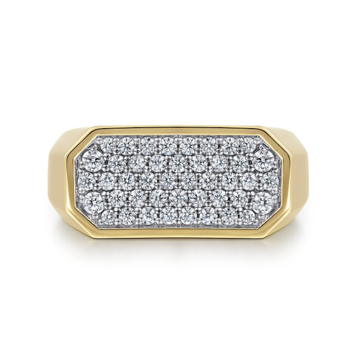 14K Yellow Gold Diamond Pavé Men's Ring in High Polish Finish