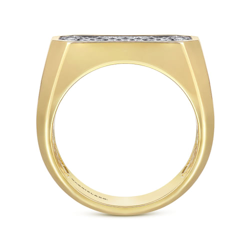 14K Yellow Gold Diamond Pavé Men's Ring in High Polish Finish