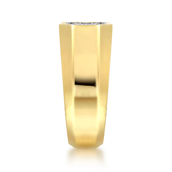 14K Yellow Gold Diamond Pavé Men's Ring in High Polish Finish angle 4
