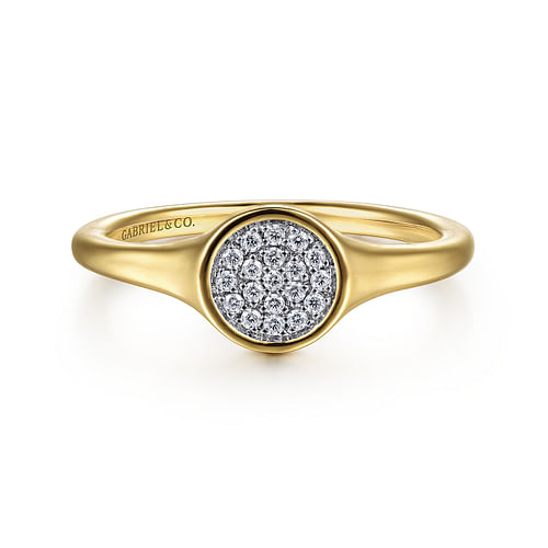 14K Yellow Gold Diamond Pavé Mini Signet Ring