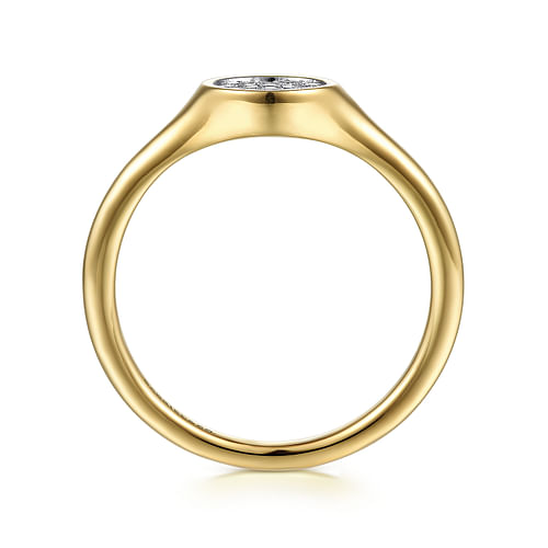 14K Yellow Gold Diamond Pavé Mini Signet Ring