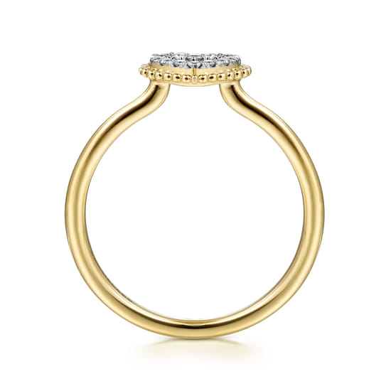 14K Yellow Gold Diamond Pavé Open Heart Promise Ring angle 2