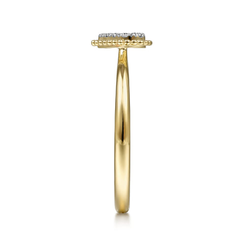 14K Yellow Gold Diamond Pavé Open Heart Promise Ring