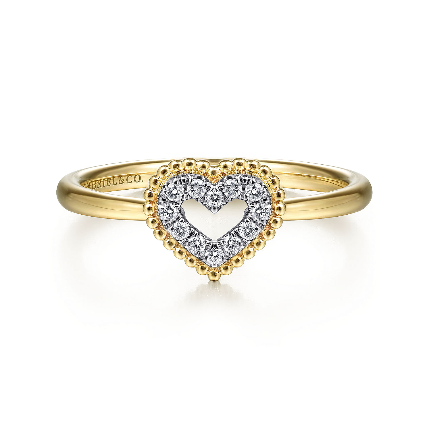 Gabriel - 14K Yellow Gold Diamond Pavé Open Heart Ring
