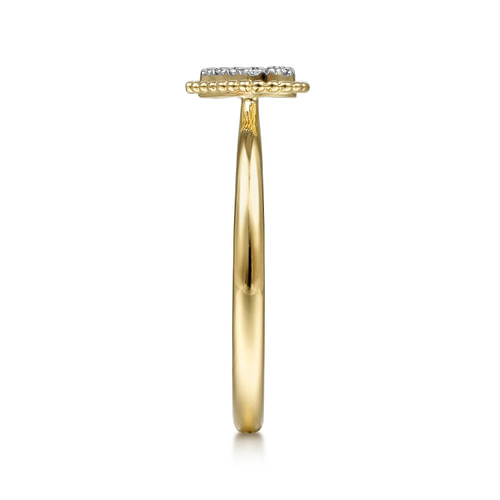 14K Yellow Gold Diamond Pavé Open Heart Ring