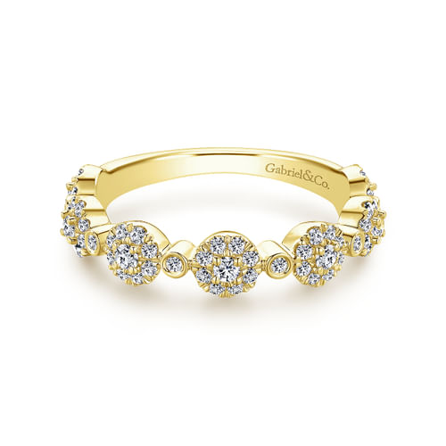 14K Yellow Gold Diamond Pavé Station Stackable Ring