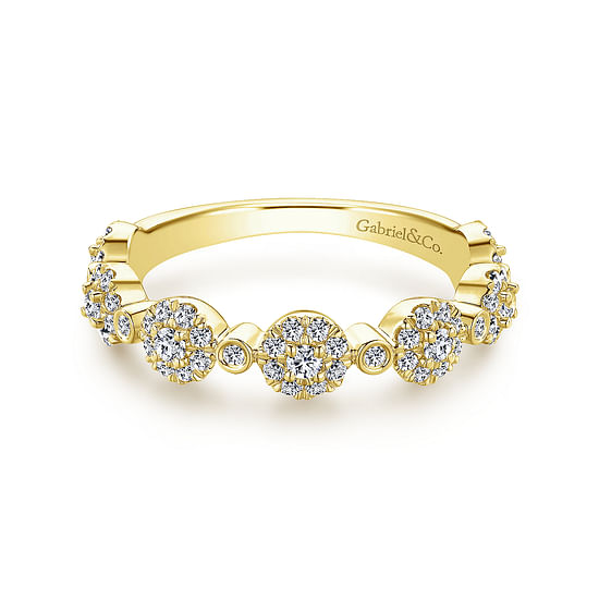 Gabriel - 14K Yellow Gold Diamond Pavé Station Stackable Ring