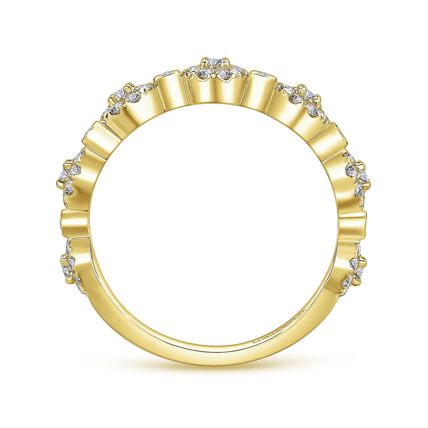 14K Yellow Gold Diamond Pavé Station Stackable Ring