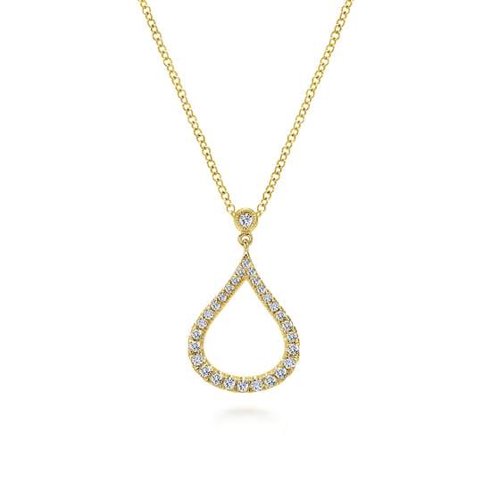 Gabriel - 14K Yellow Gold Diamond Pavé Teardrop Pendant Necklace