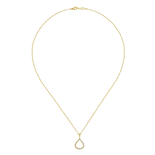 14K Yellow Gold Diamond Pavé Teardrop Pendant Necklace