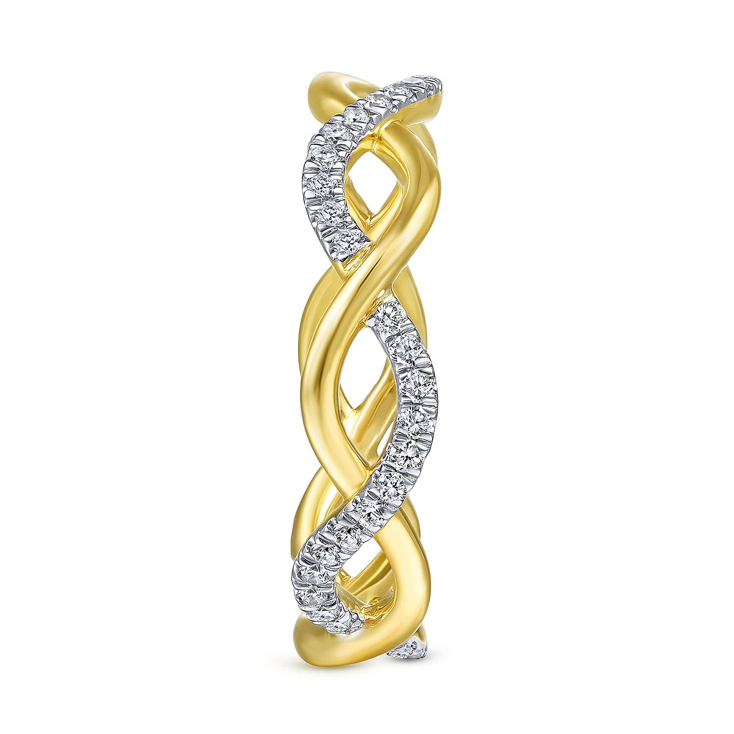 14K Yellow Gold Diamond Pavé Twisting Eternity Ring